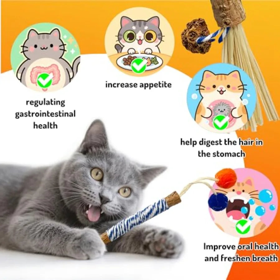 Catnip 4PCS Chew Stick with Wrapped Cotton Rope tural Dental Care Cat Toy for Teeth Cleaning Gum Health Satisfies Chewing Insti