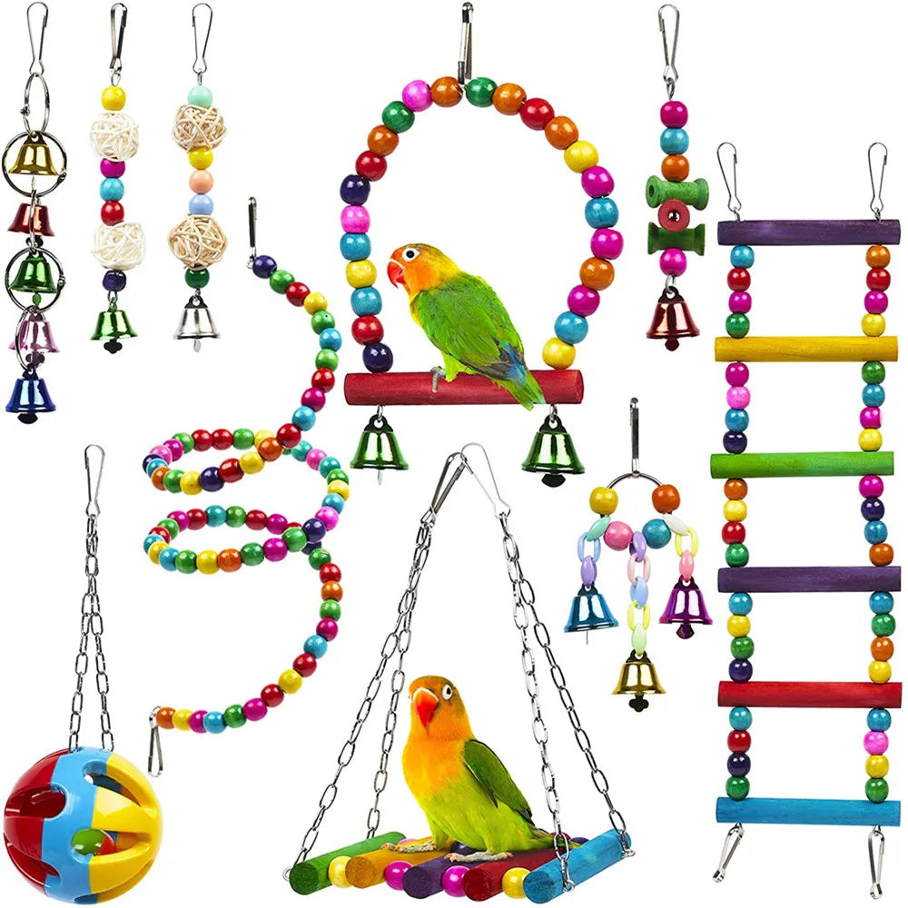 DCPETC Bird Toys Set Swing Chewing Training Toys For Parrot