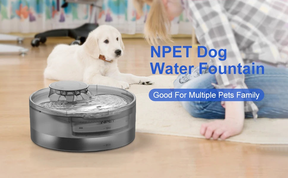 NPET DF10 Dog Water Fountain, 170oz/1.3Gallon/5L Large Automatic Pet Water Dispenser Dog Water Bowl for Cat, Dogs, Multiple Pets