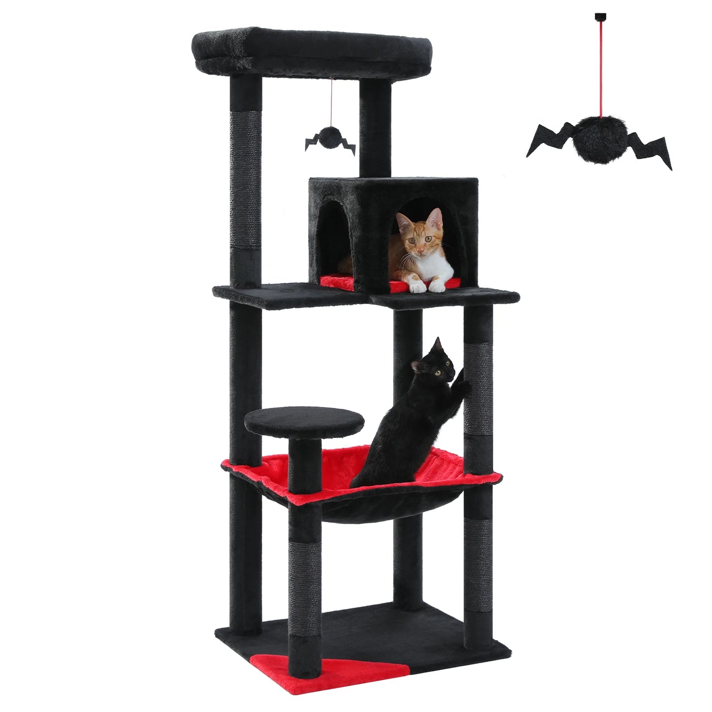 Cat Tree for Indoor Cats 5 Level Cat Tower with Large Hammock and Cozy Condo for Large Cats