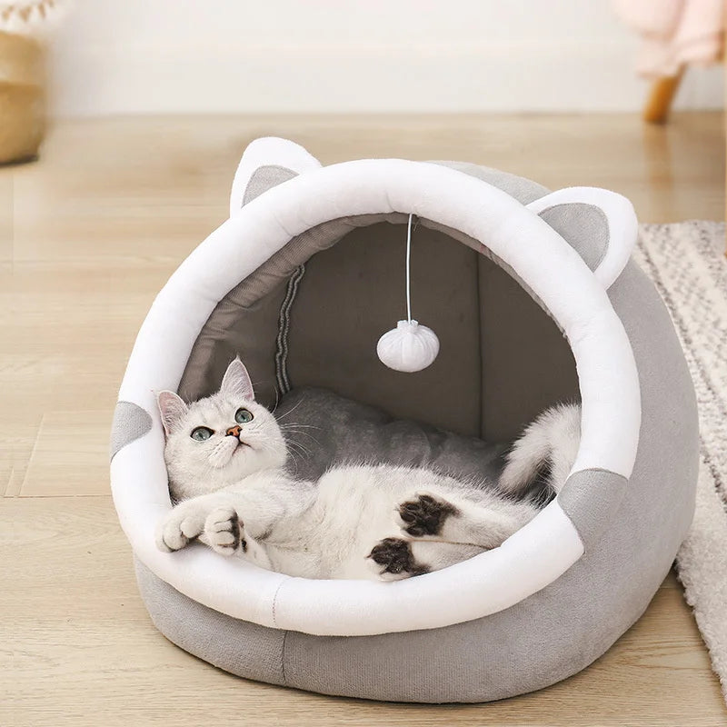 Four Seasons Cat Nest Bed Semi Closed Cozy Warm Nest
