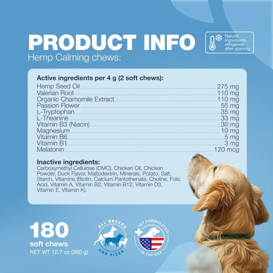 Hign-concerned Hemp Calming Chews Dogs Melatonin Anxiety