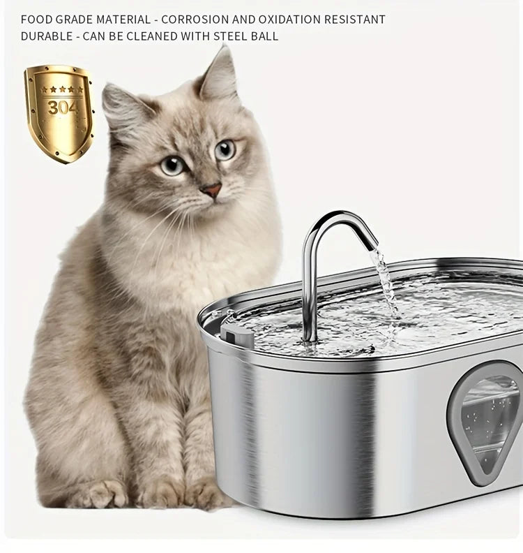 3.5L Stainless Steel Automatic Cat Water Fountain Led