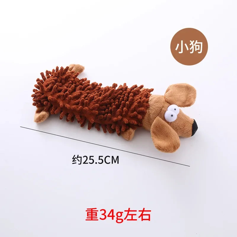 Pet Dog Toy Plush Mop Fur Squeaky Frog Hippo Teeth Grinding Supplies