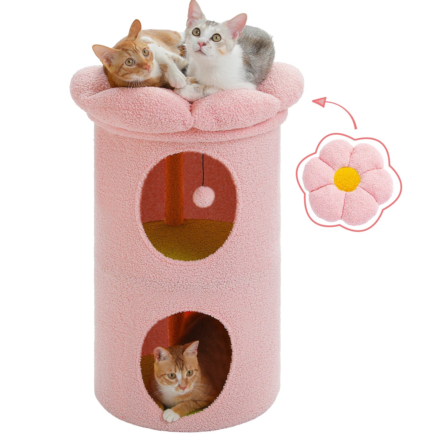 PAWZ Road Two Story Cat Bed Indoor House With Flower
