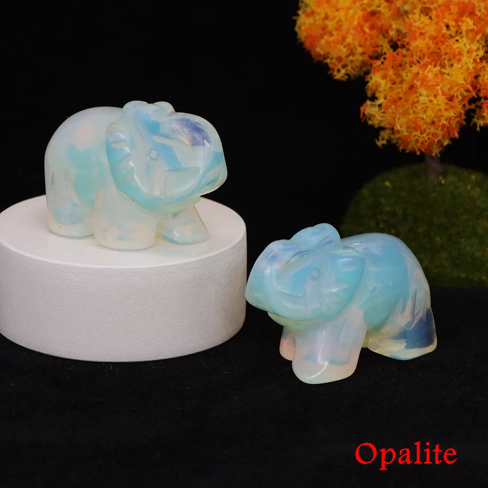Lucky Elephant Statue Aventurine Amethyst Crystal Feng Shui Figurine Chakra