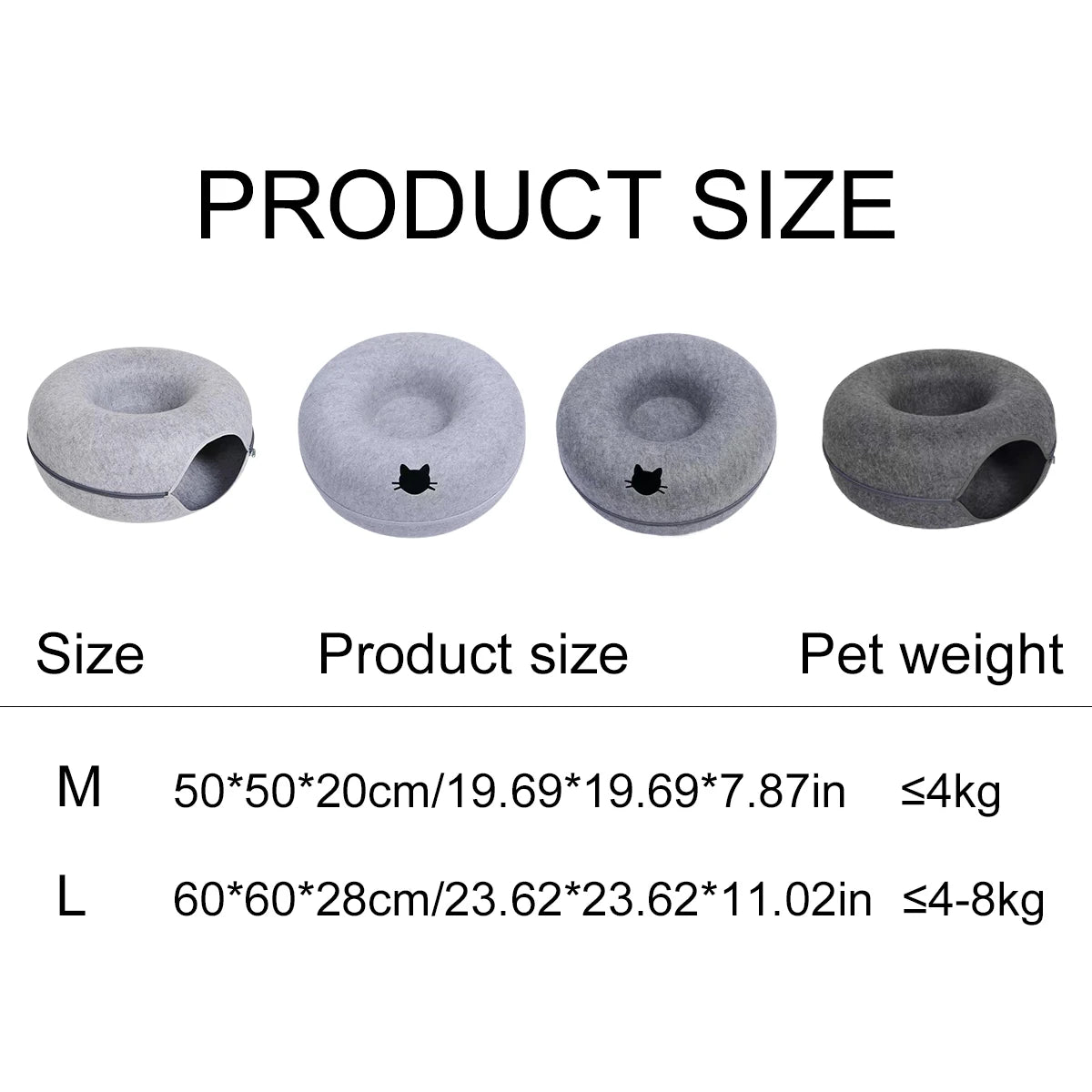 NONECN Interactive Round Cat Tunnel Donut Nest Felt Bed Scratcher for Cats