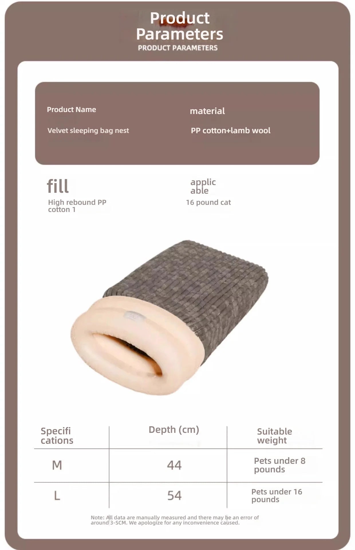 ZhejiangChoice Portable Cat Bed Cozy Travel Nest