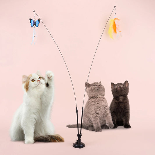Hign-concerned Pet Cat Toy Set With Suction Cup Teaser Stick