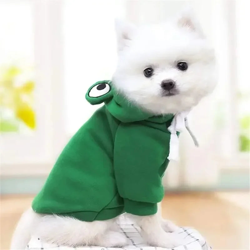 Frog Shape Dog Hoodie Sweatshirt For Pets Winter Warm Cosplay