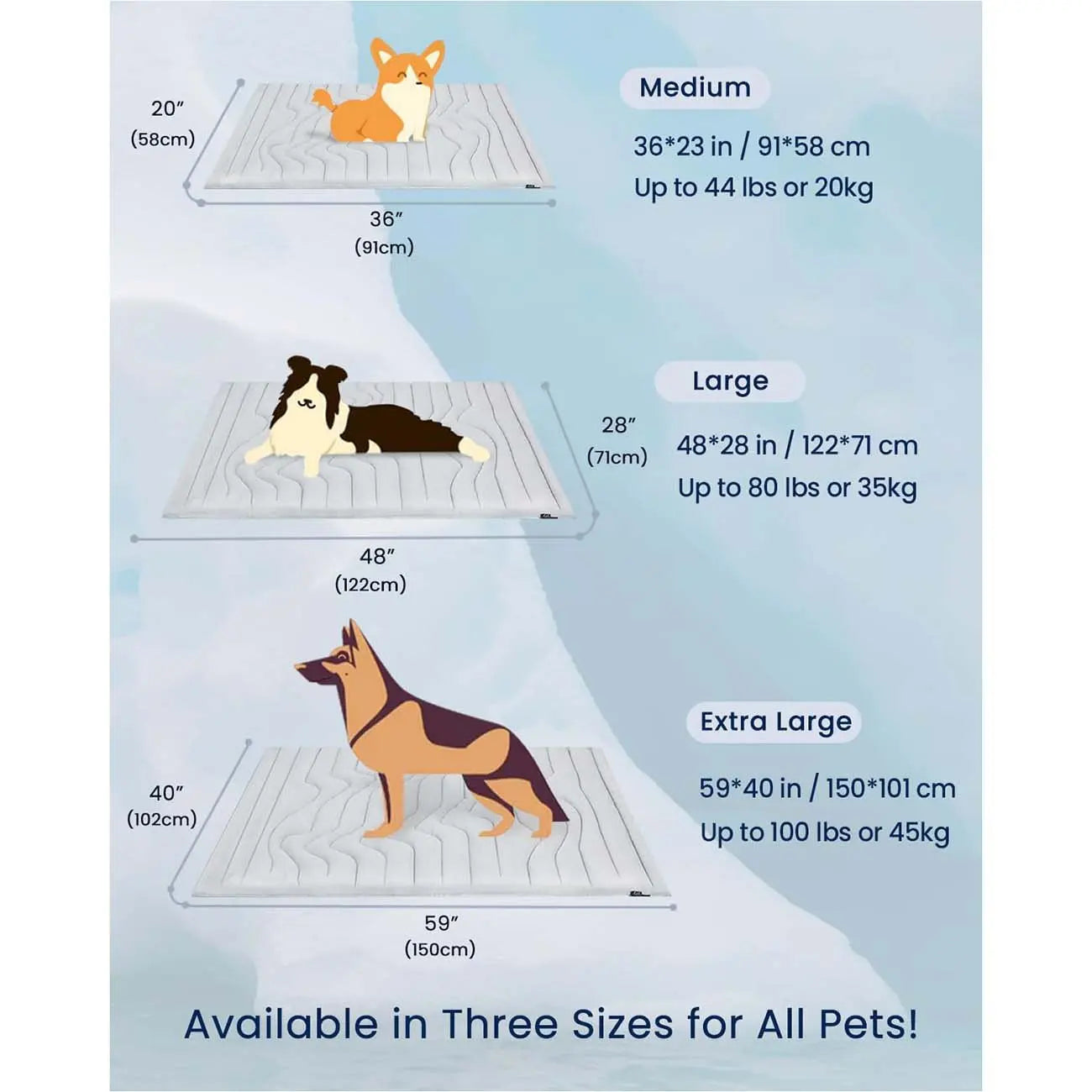 Dog Cooling Mat 2025 Upgraded Pet Cooling Pad for Dogs Cats Portable Dog Cool Bed for Summer Non-Slip Washable Ideal for Indoor