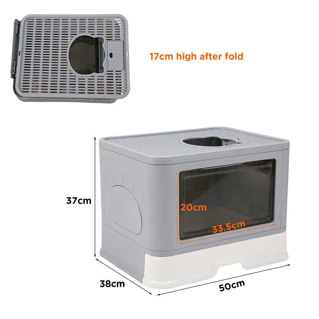 Foldable Cat Litter Box Front Entry Top Exit With Scoop