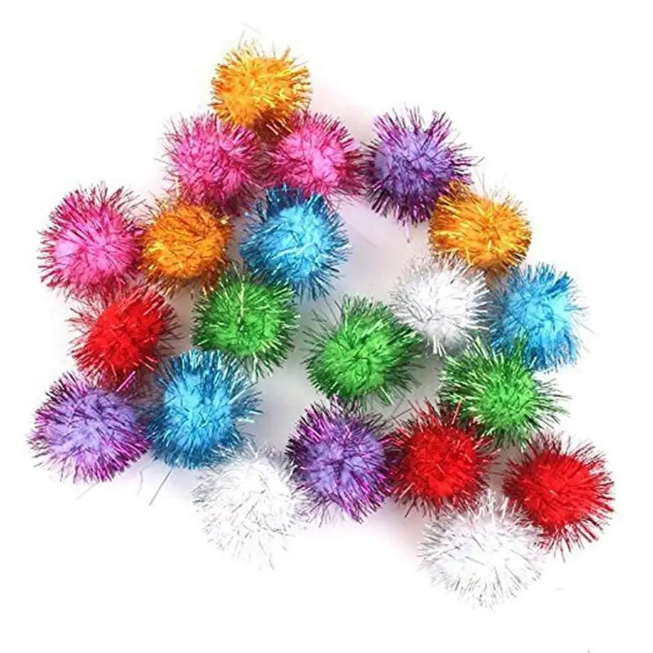 Fluffy Pom Poms 21 Pcs Colorful Plush Balls for DIY Kids Crafts and Pet Toys Playtime