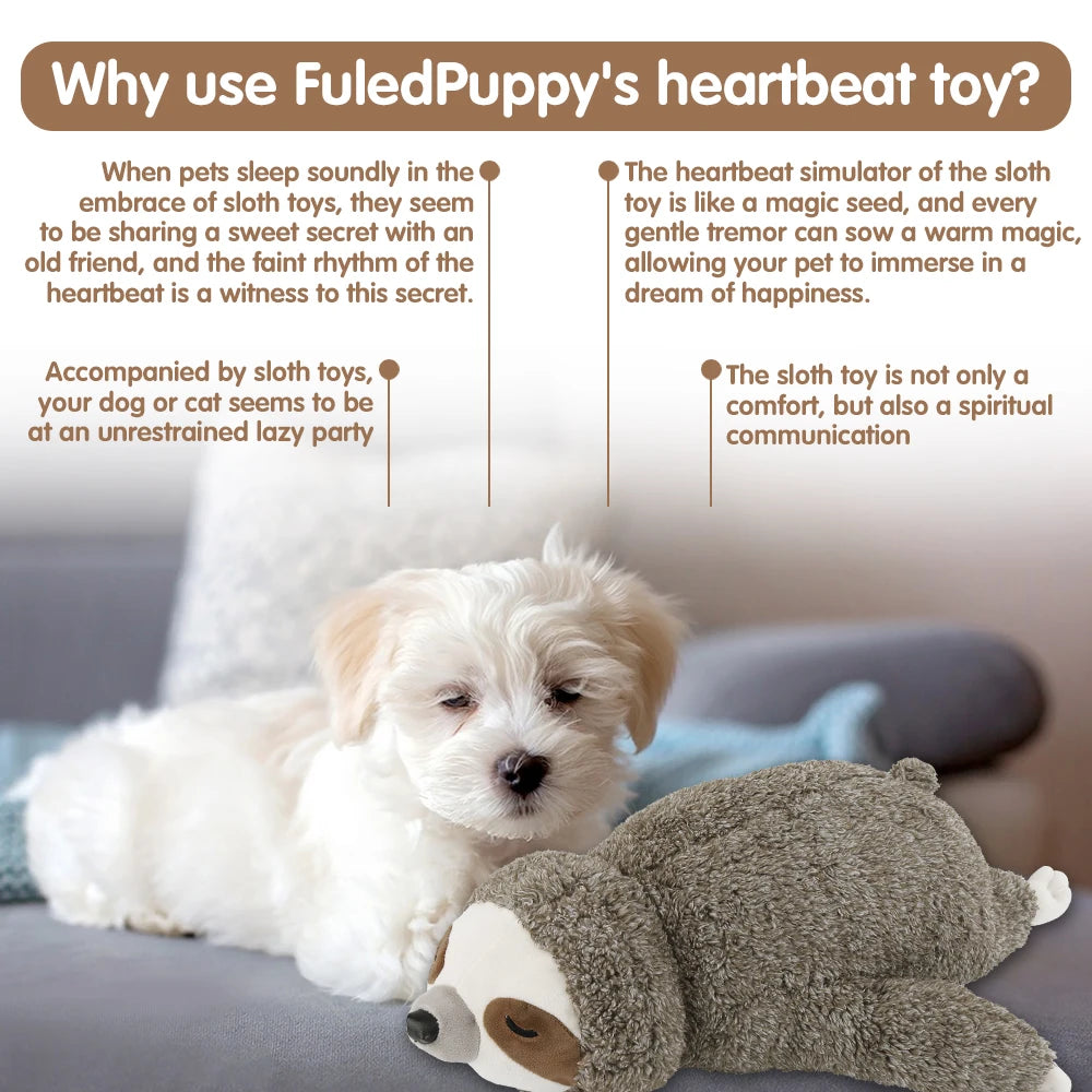 FULED Forest Sloth Puppy Heartbeat Dog Toy For Stress Relief