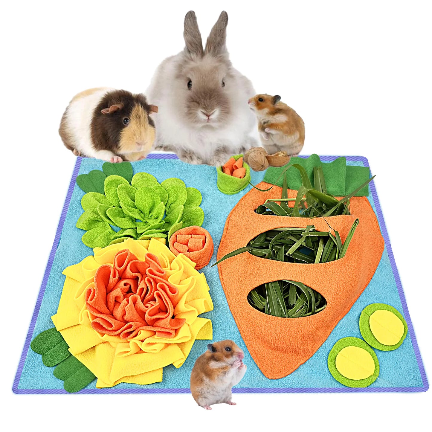 Small Pet Snuffle Mat Rabbit Foraging Mat Hamster Scent Training Blanket Slow Feeder for Dogs and Rabbits