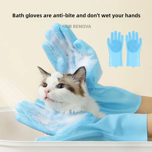 Pet Bath Gloves Thickened Bite Proof Dog Cat Grooming Cleaning Brush Accessories