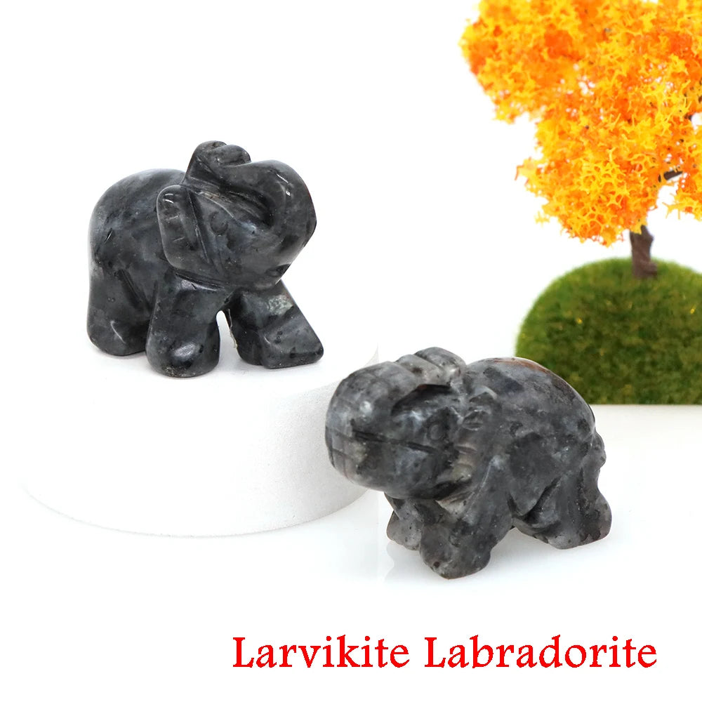 Lucky Elephant Statue Aventurine Amethyst Crystal Feng Shui Figurine Chakra