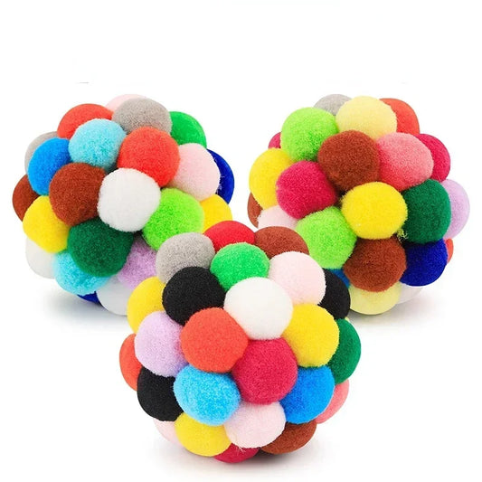 Plush Ball Dog Toy Squeaky Chew Toy for Large Breeds Colorful Pet Accessory for Big Dogs