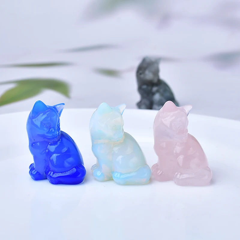 Natural crystal carved cat, a perfect choice for home decoration as a crystal gift ornament, a great option for healing crystals