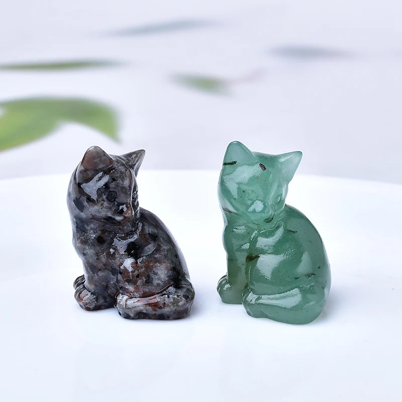 Natural crystal carved cat, a perfect choice for home decoration as a crystal gift ornament, a great option for healing crystals