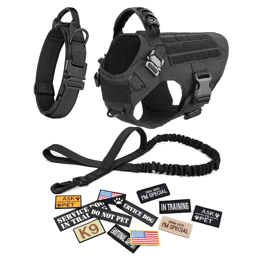 Petravelcn Tactical Dog Harness Vest With Patches Pack