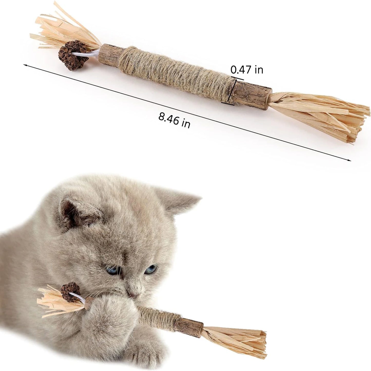 Set of 4 Silver Catnip Sticks for Indoor Cats Interactive Stress Relieving Teeth Cleaning Toys