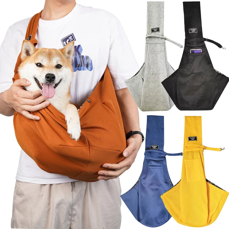 Cotton Crossbody Dog Sling Bag For Outdoor Travel Large Capacity