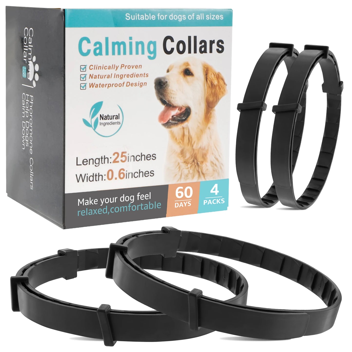 4Pcs Dogs Calming Collar Pets Pheromone Relieve Anxiety Trimmable Adjustable Comfortable Anti Relief Stress Puppy Kitten