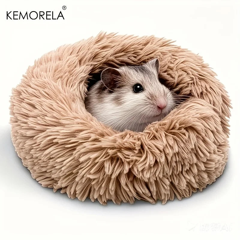 1PCS Ultra-Soft Plush Pet Nest Cozy Warm Hamster Sleeping Bed Non-Slip Bottom Insulated Padding for Guinea & Other Small Animals