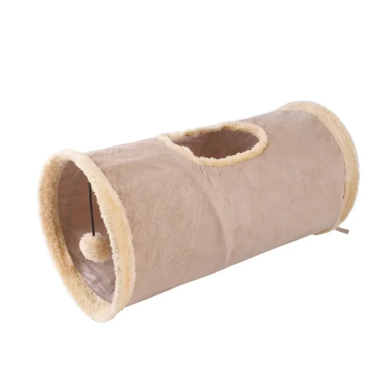 Foldable Cat Tunnel Tube Toy Collapsible Suede Fabric Play Tent Indoor Exercising Hiding Training Interactive Pet Supplies