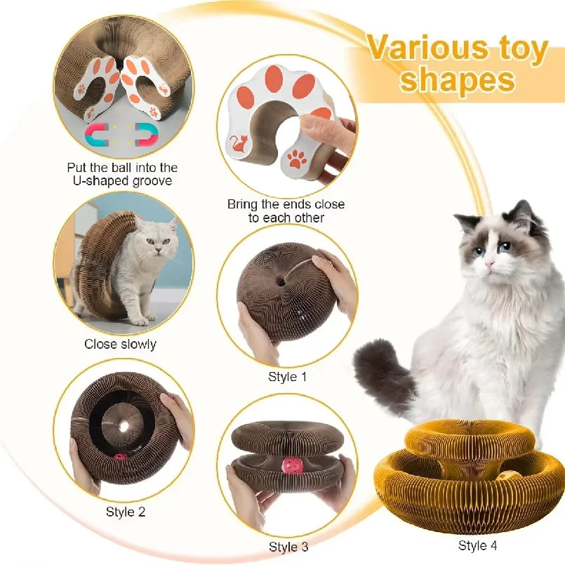 Foldable Cat Scratching Board Toy For Kittens Durable Recyclable Cardboard