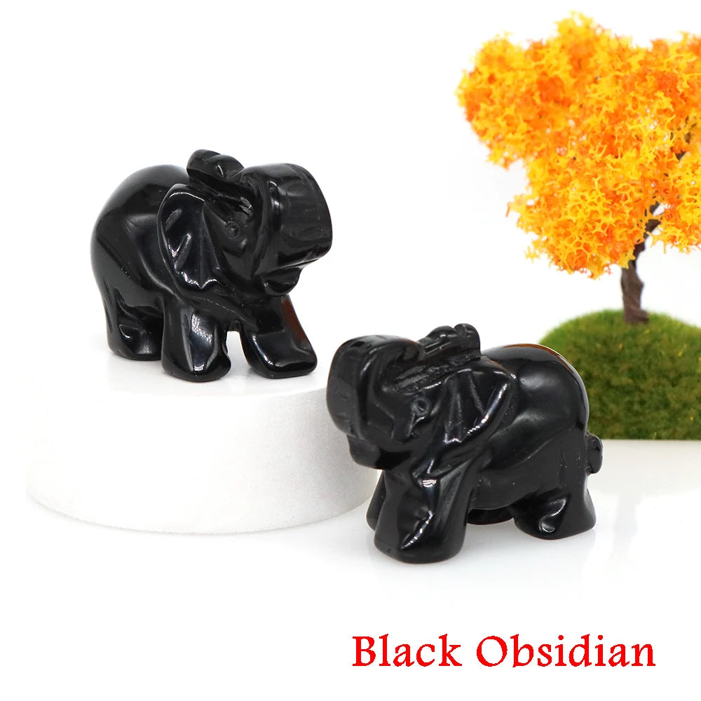 Lucky Elephant Statue Aventurine Amethyst Crystal Feng Shui Figurine Chakra