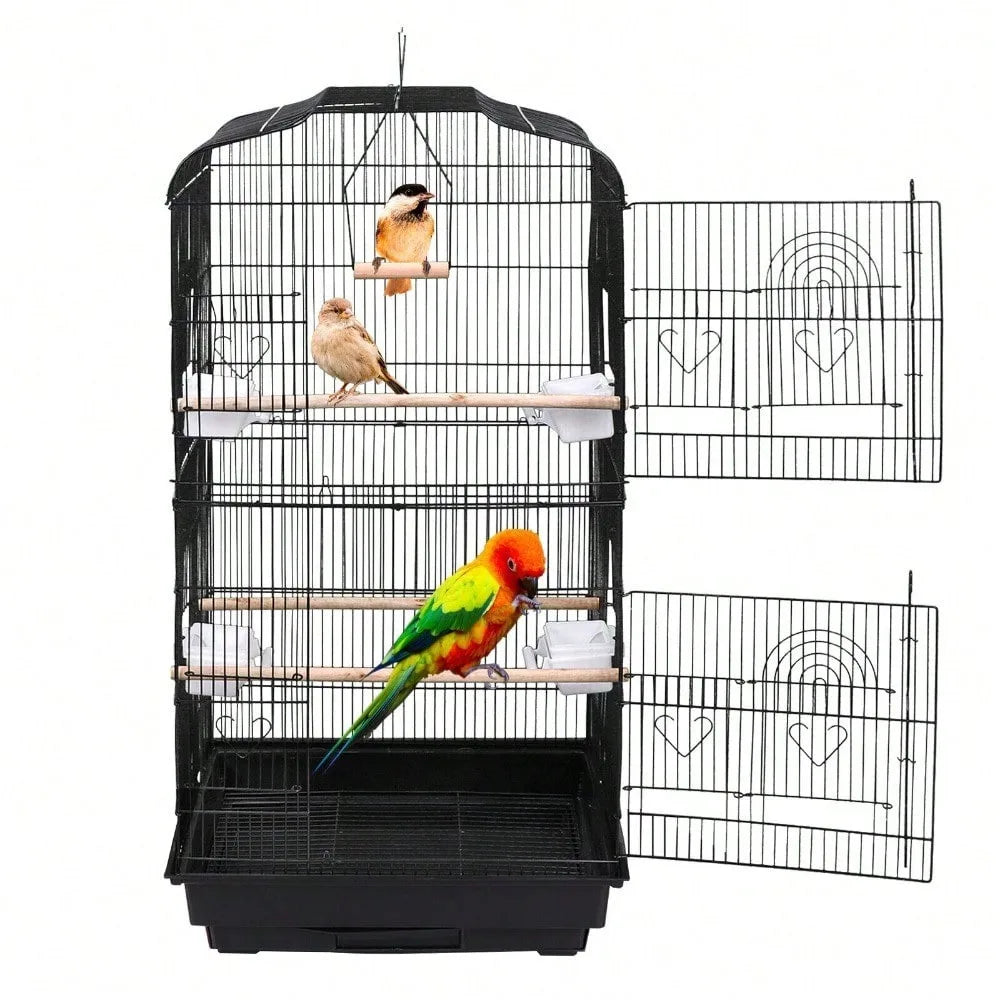 59 Inch Tall Rolling Bird Cage for Cockatiel Parakeet Finch Canary with Stand and Tray