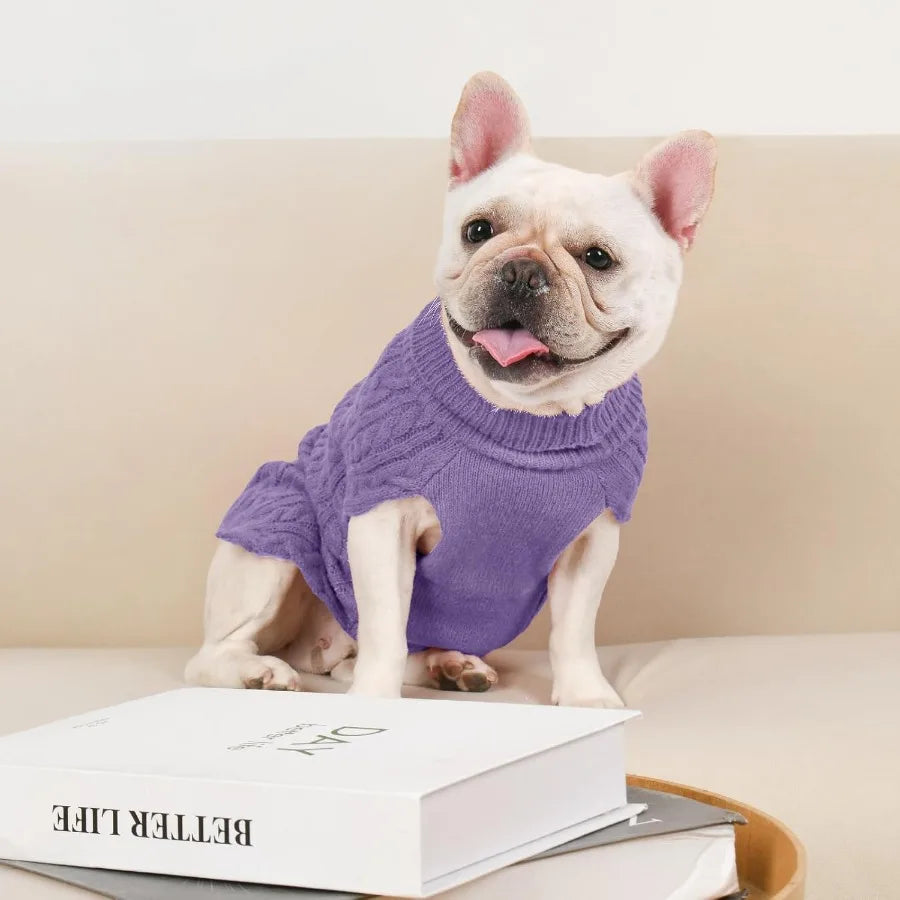 Guangdong Dog Sweaters 2 Pack Turtleneck Cable Knit Pullover