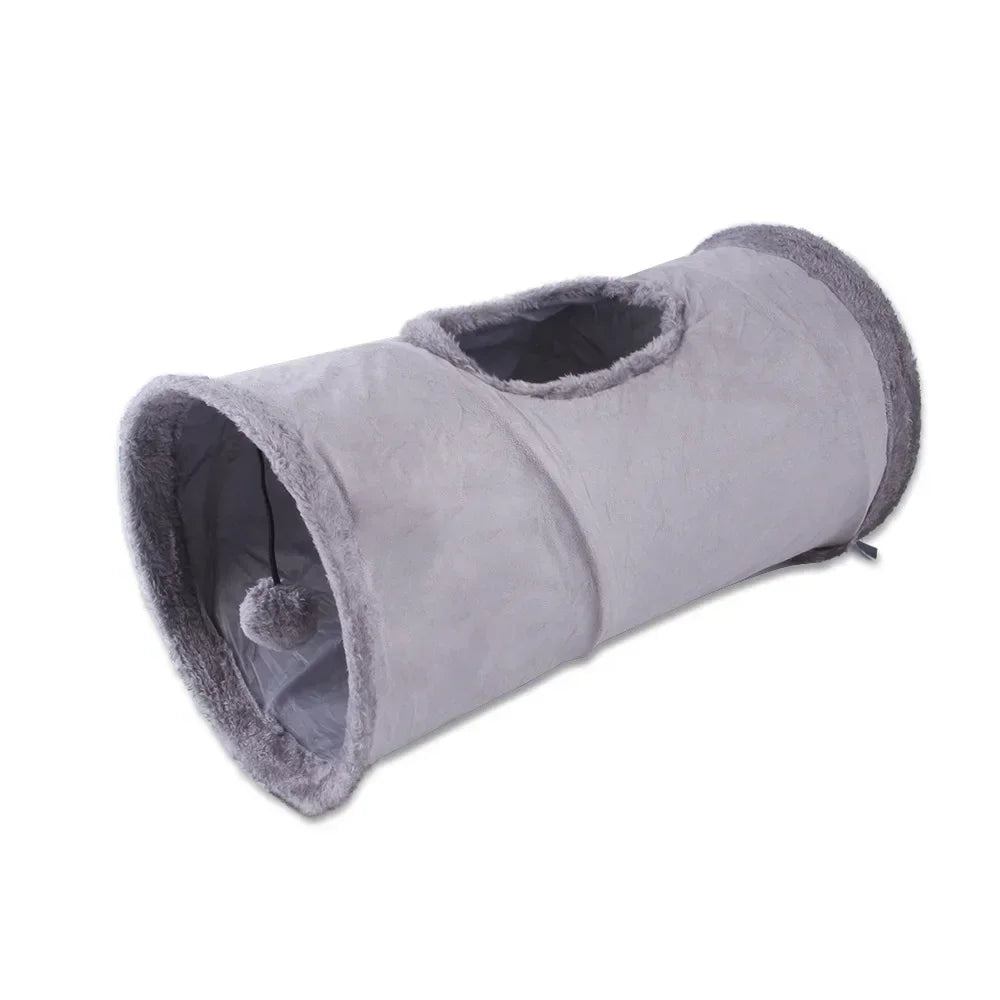 Foldable Cat Tunnel Tube Toy Collapsible Suede Fabric Play Tent Indoor Exercising Hiding Training Interactive Pet Supplies