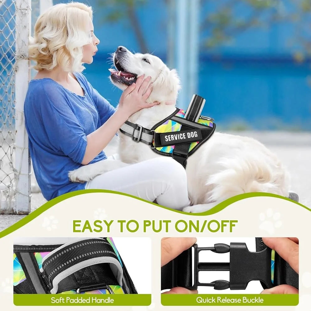 Fujian Service Dog Harness Leash Set Reflective No Pull