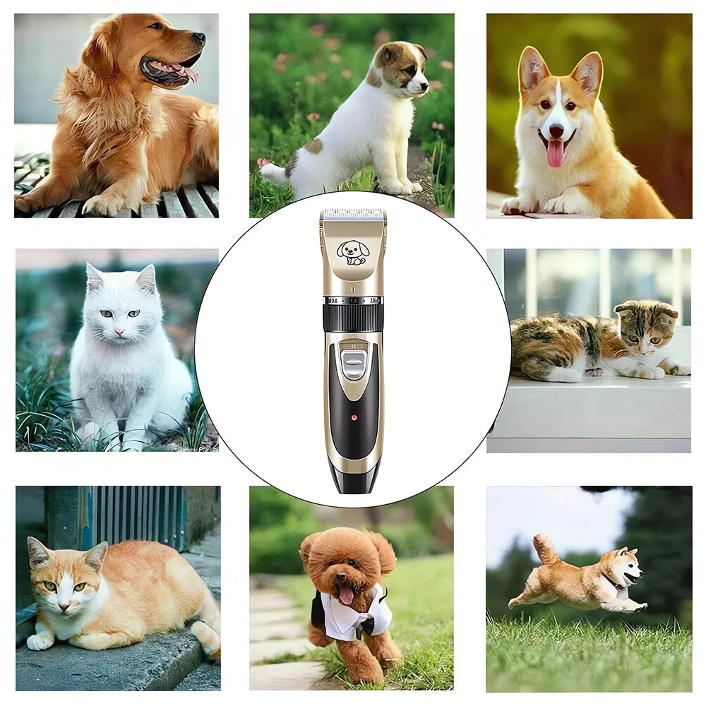 Professional Cat Dog Hair Clipper Grooming Kit Rechargeable Pet Hair Trimmer Shaver Set Animals Hair Cutting Machine Low-Noise