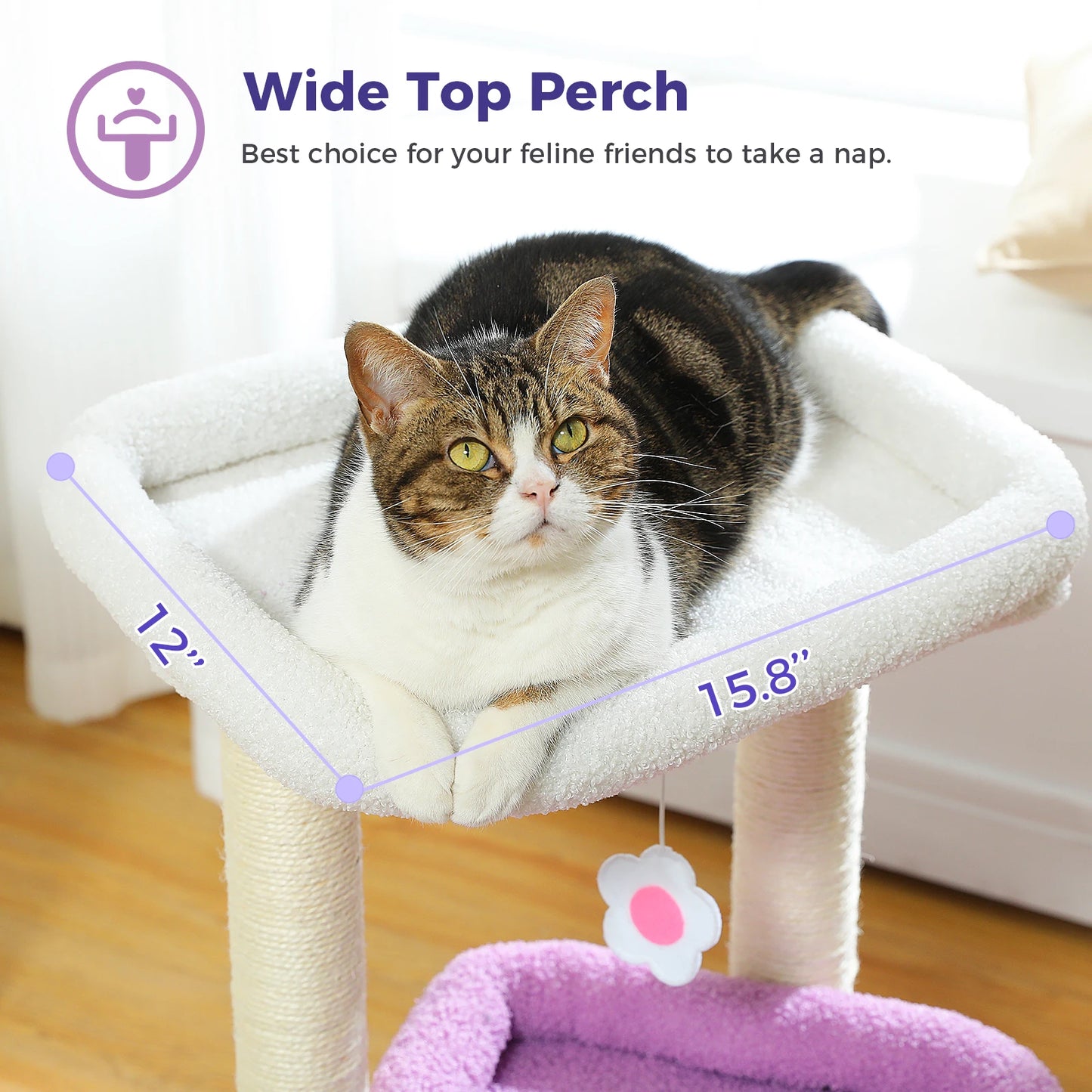 PEQULTICN Cat Tree With Cozy Condo And Plush Top Perch