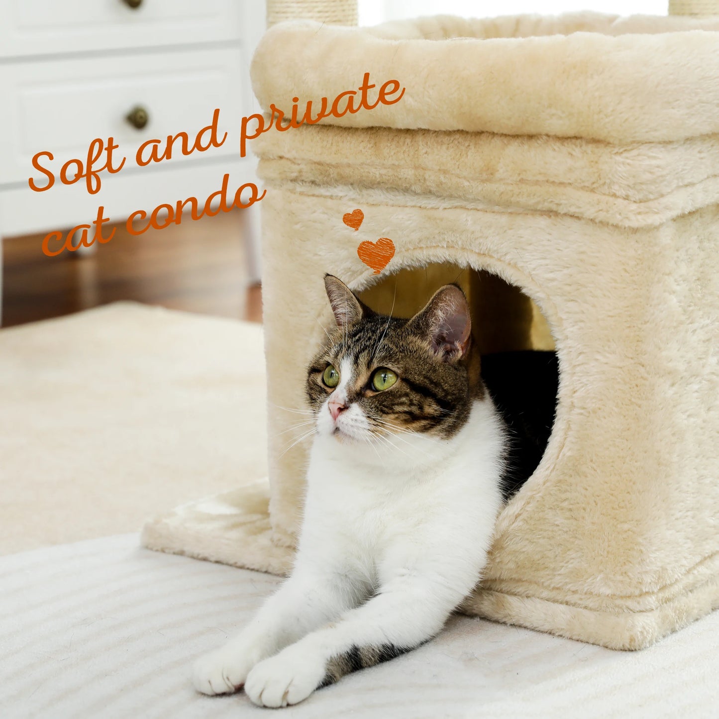 PEQULTICN Cat Tree With Cozy Condo And Plush Top Perch