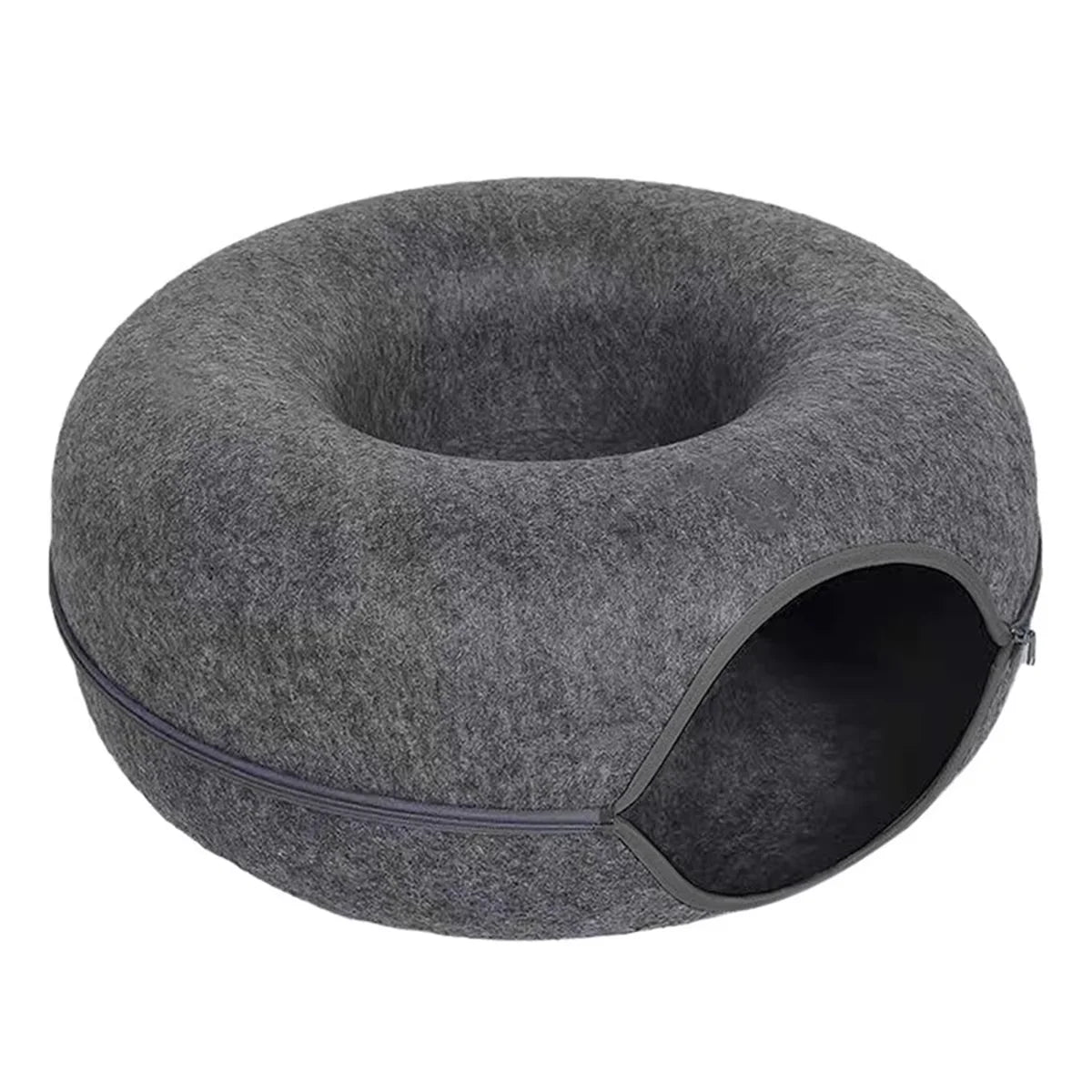 NONECN Interactive Round Cat Tunnel Donut Nest Felt Bed Scratcher for Cats