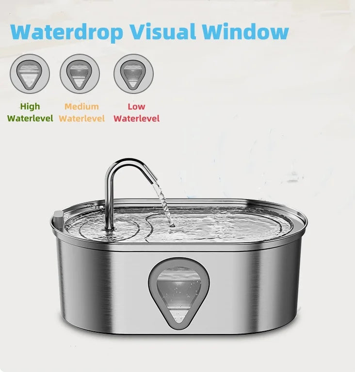 3.5L Stainless Steel Automatic Cat Water Fountain Led