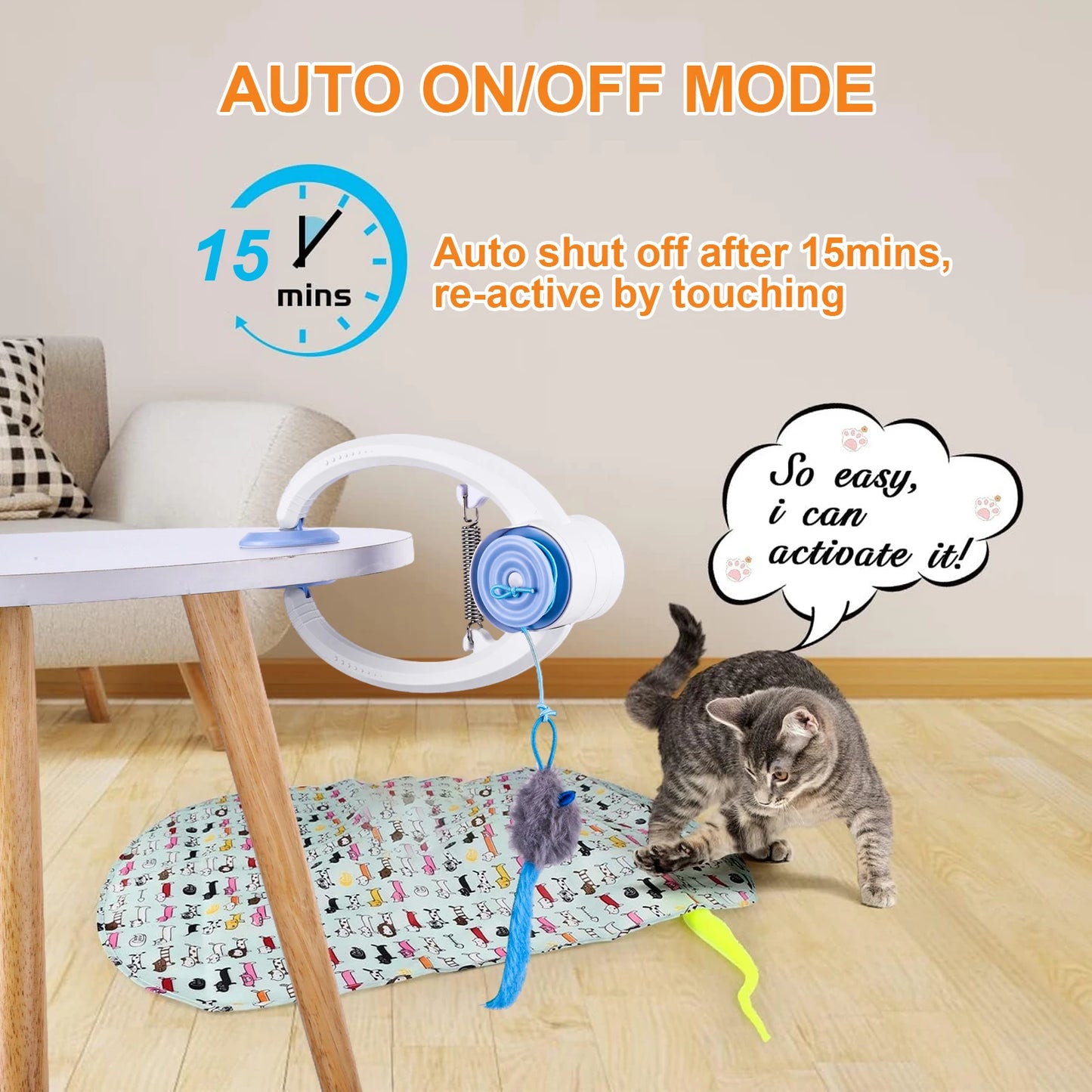 New Door Hanging Automatic Retractable Kitten Toys with 3 Catnip Mice Interactive Cat Teaser Retractable Toys for Bored Cats
