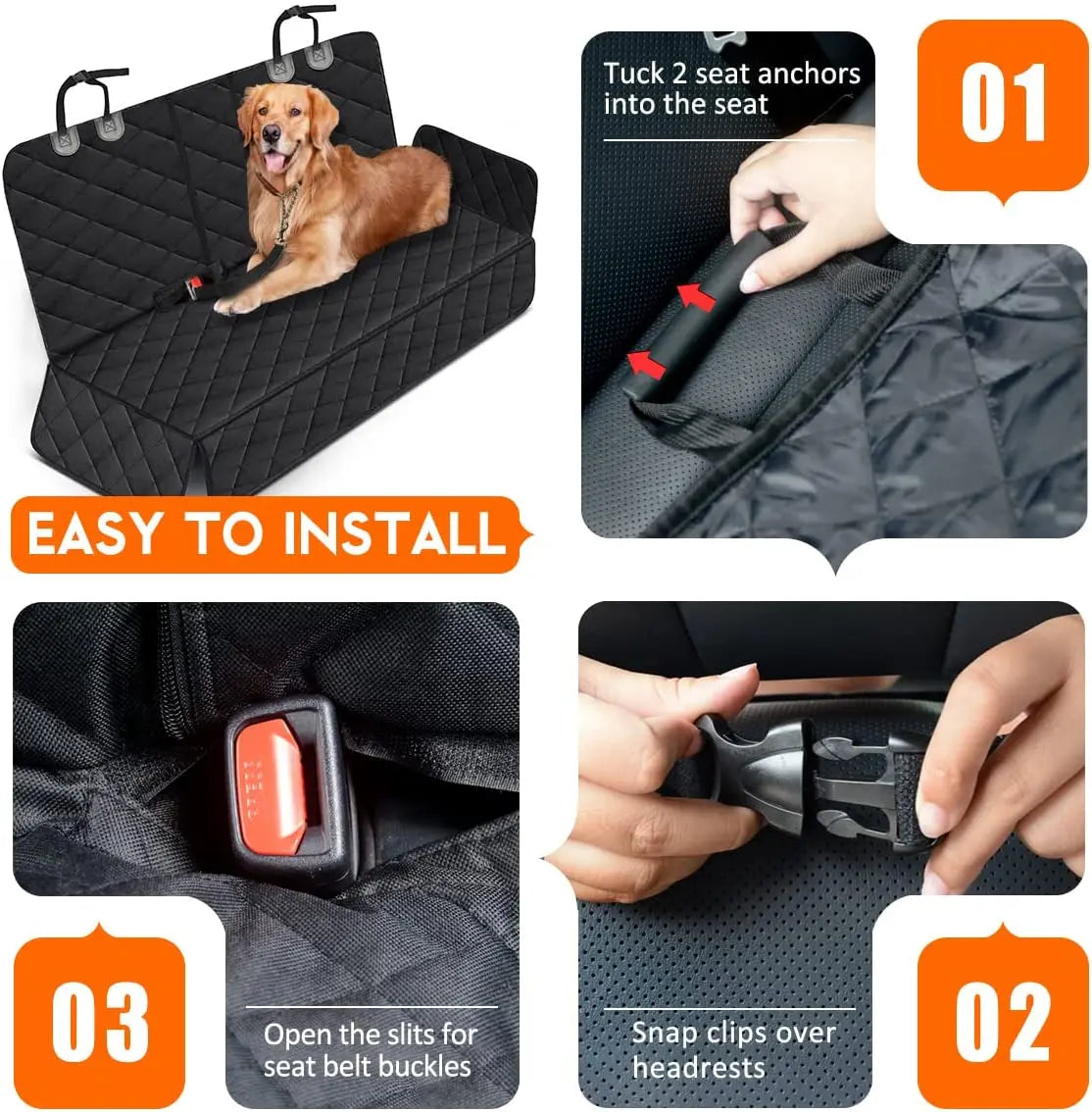 Pet Dog Car Seat Cover Travel Carrier Mattress Foldable Waterproof Non Slip Seat Protector Mat for Medium Large Dogs