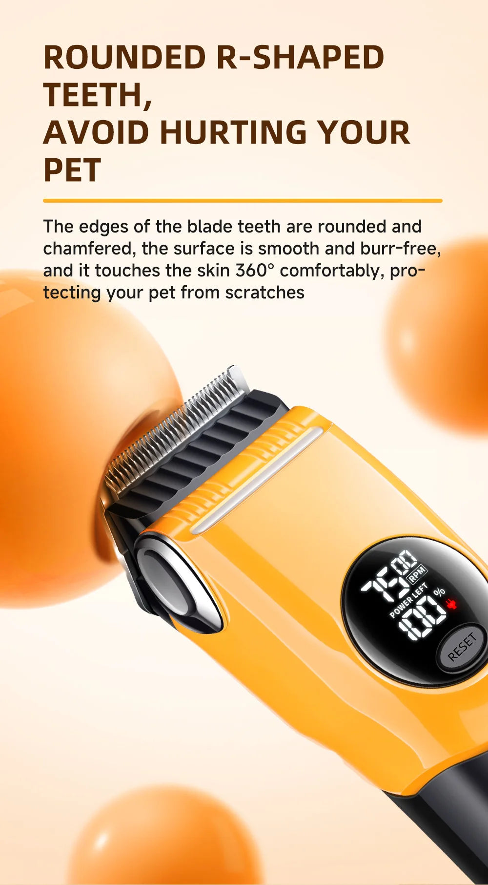 Pet Clipper Professional Dog Hair Trimmer Cat Grooming Shaver 7500 RPM LED Rechargeable Suitable for Large Medium and Small Pets
