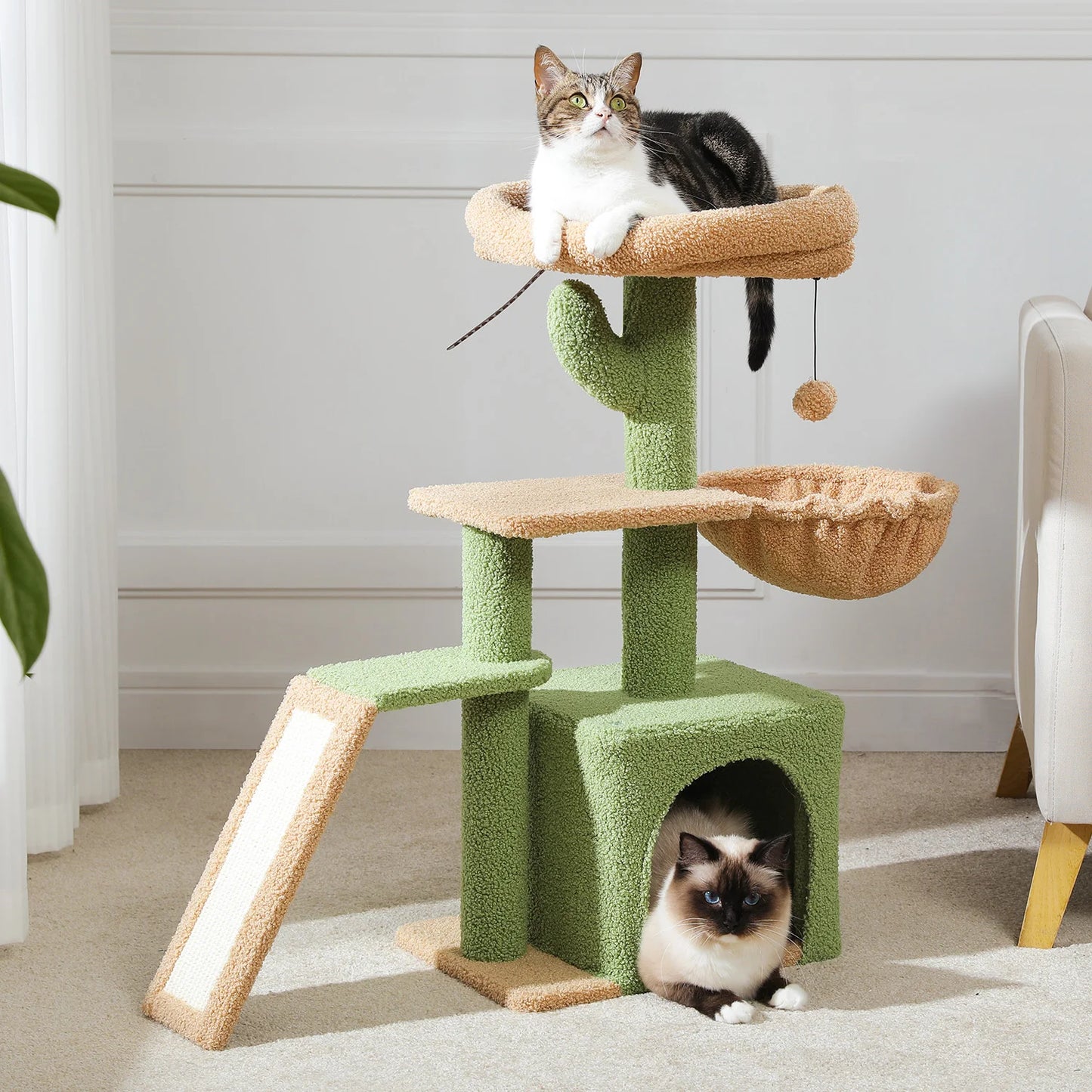 Cat Tree Cat Tower for Indoor Cats with Big Hammock Removable Top Perch and Scratching Posts Grey