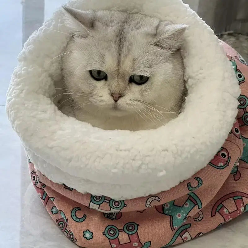 Cat Sleeping Bag Nest Winter Warmth Semi Enclosed Bed