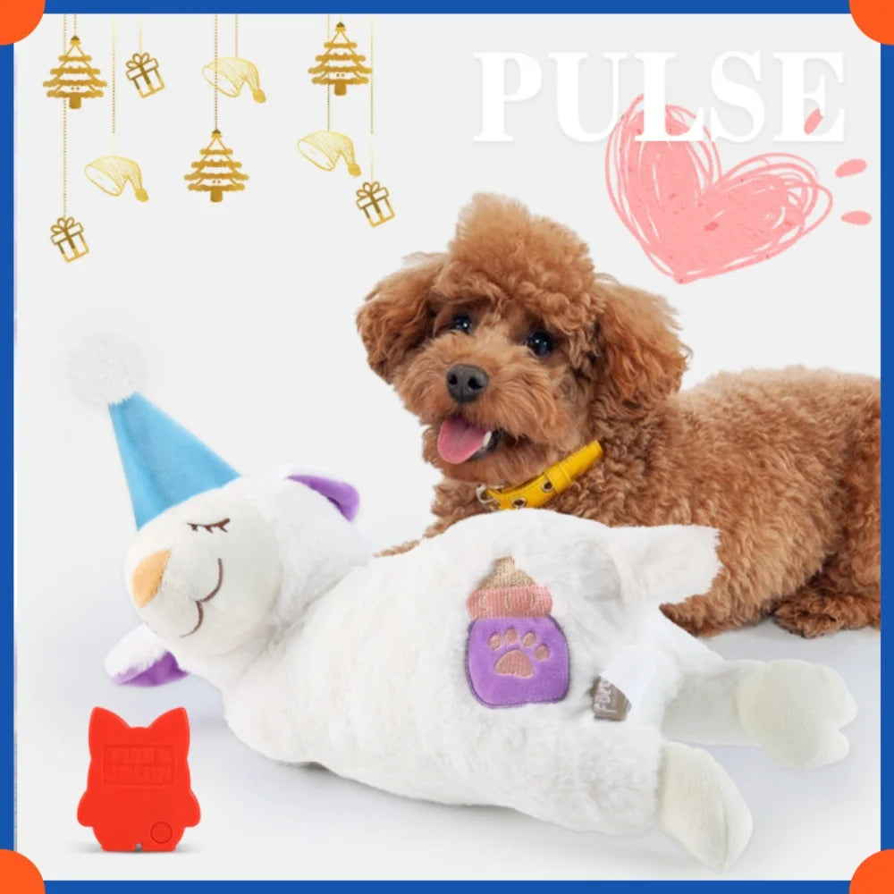 Fuled Christmas Puppy Heartbeat Plush Toys For Dog Training