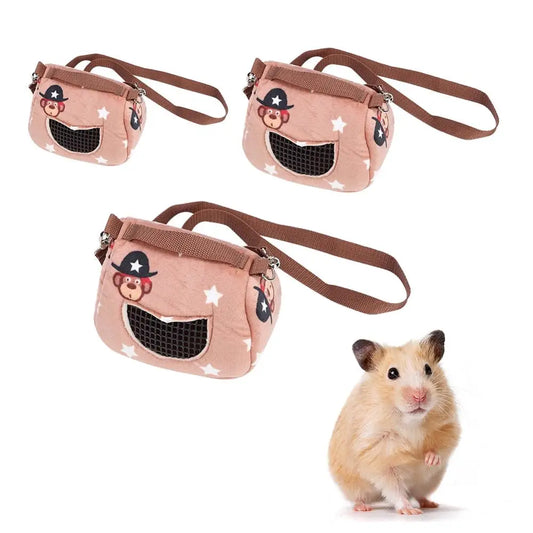 Flannelette Portable Breathable Pet Hamster Carrier Travel Outgoing Bag for Small Pets Guinea Pig Squirrel Small Pet Carrier