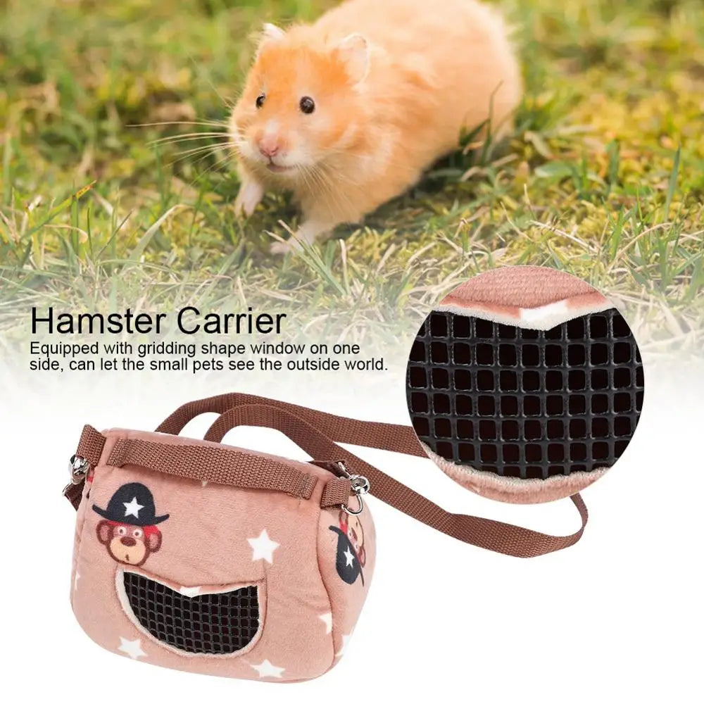 Flannelette Portable Breathable Pet Hamster Carrier Travel Outgoing Bag for Small Pets Guinea Pig Squirrel Small Pet Carrier